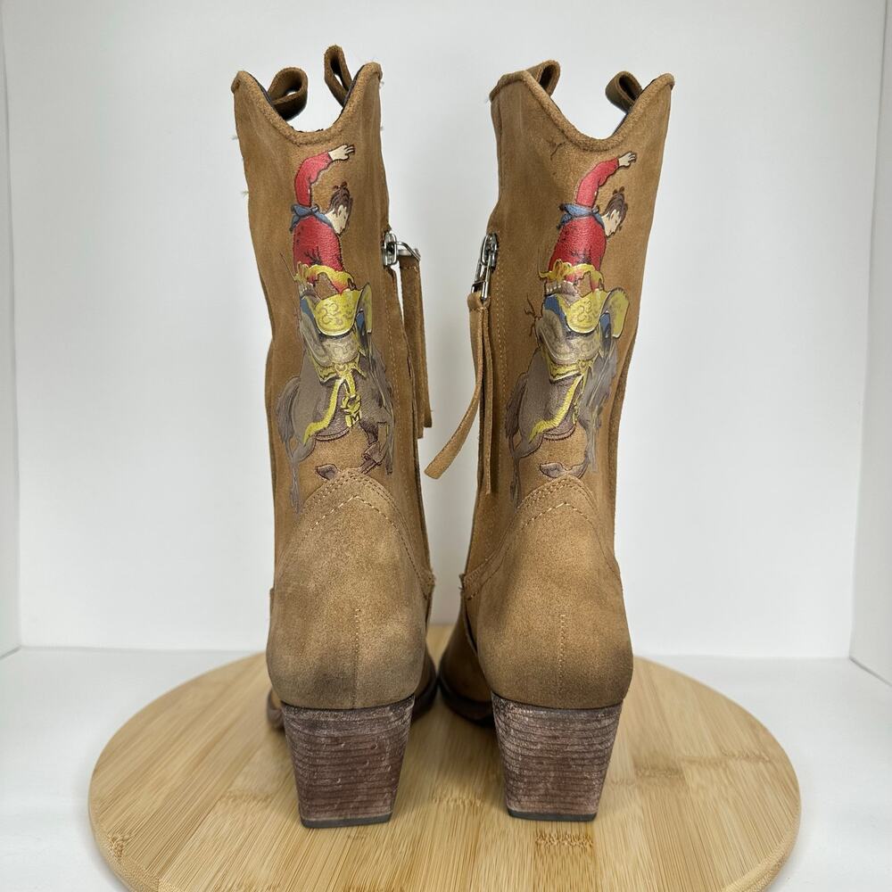 Golo Giddy-Up Western Cowboy Boots Rodeo Bucking Bronco Suede Leather Womens 7 - Picture 4 of 7
